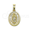 Dije Religioso 5.199.024 Oro Laminado, Diseño de Guadalupe, Pulido, Tono Dorado