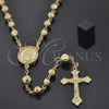 Rosario Grande 5.203.001 Oro Laminado, Diseño de Guadalupe y Crucifijo, Diamantado, Tono Dorado