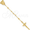 Rosario Mediano 5.204.001.28 Oro Laminado, Diseño de Guadalupe y Crucifijo, Pulido, Tono Dorado