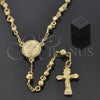 Rosario Grande 5.205.006.28 Oro Laminado, Diseño de Divino Niño y Crucifijo, Diamantado, Tono Dorado