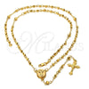 Rosario Grande 5.205.006.28 Oro Laminado, Diseño de Divino Niño y Crucifijo, Diamantado, Tono Dorado