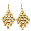 Arete Chandelier 02.63.2133 Oro Laminado, Diseño de Gota, Mate, Tono Dorado