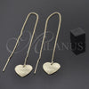 Arete Violador 02.64.0576 Oro Laminado, Diseño de Corazón, Diamantado, Tono Dorado