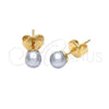 Arete Dormilona 02.63.2116 Oro Laminado, Diseño de Bola, con Marfil Perla, Pulido, Tono Dorado