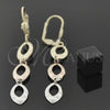 Arete Largo 02.63.2167 Oro Laminado, Diamantado, Tres Tonos