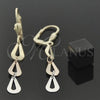 Arete Largo 02.63.2168 Oro Laminado, Diseño de Gota, Diamantado, Tres Tonos