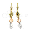 Arete Largo 02.63.2175 Oro Laminado, Diamantado, Tres Tonos