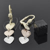 Arete Largo 02.63.2178 Oro Laminado, Diseño de Corazón, Diamantado, Tres Tonos