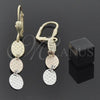Arete Largo 02.63.2187 Oro Laminado, Diamantado, Tres Tonos