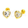 Arete Dormilona 02.09.0028 Oro Laminado, Diseño de Corazón, con Granate Cristal, Pulido, Tono Dorado