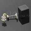 Arete Dormilona 02.09.0045 Oro Laminado, Diseño de Flor, Esmaltado, Tono Dorado