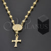 Rosario Mediano 03.16.0021 Oro Laminado, Diseño de Caridad del Cobre y Crucifijo, Pulido, Tono Dorado