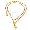 Rosario Mediano 03.16.0021 Oro Laminado, Diseño de Caridad del Cobre y Crucifijo, Pulido, Tono Dorado