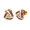 Arete Dormilona 5.126.057.1 *PROMO* Oro Laminado, Diseño de Nudo, Esmaltado Rojo, Tono Dorado