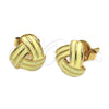 Arete Dormilona 5.126.054.3 *PROMO* Oro Laminado, Diseño de Nudo, Esmaltado Blanco, Tono Dorado