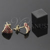 Arete Dormilona 5.126.029.1 *PROMO* Oro Laminado, Diseño de Nudo, Esmaltado Rojo, Tono Dorado