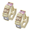 Argolla Huggie 02.65.2294 Oro Laminado, con Multicolor Zirconia Cubica, Pulido, Tono Dorado