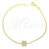 Pulsera Elegante 03.91.0029 Oro Laminado, Diseño de Estrella y Rolo, con Blanca Micro Pave, Pulido, Tono Dorado (7 Inches Length)