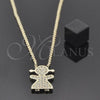 Collares con Dije 04.91.0002 Oro Laminado, Diseño de Niñita Pequeña, con Blanca Micro Pave, Pulido, Tono Dorado (18 Inches Length)