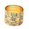Docena de Aros 03.08.0088.05 Chapa de Oro, Diamantado, Tres Tonos (06 MM Thickness, Size 5 (2.50 Diameter))