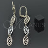 Arete Largo 02.63.2269 Oro Laminado, Diamantado, Tres Tonos