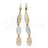 Arete Largo 02.63.2269 Oro Laminado, Diamantado, Tres Tonos
