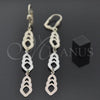 Arete Largo 02.63.2270 Oro Laminado, Diamantado, Tres Tonos