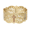 Aro Individual 03.08.0101.05 Chapa de Oro, Diseño de Cruz, con Blanca Zirconia Cubica, Pulido, Tres Tonos (25 MM Thickness, Size 5 (2.50 Diameter))