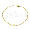 Pulsera Elegante 03.08.0131.08 Chapa de Oro, Diseño de Bola, Pulido, Tres Tonos (20 MM Thickness, 8 Inches Length)
