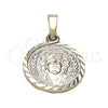 Dije Religioso 05.163.0027.1 Oro Laminado, Diseño de Jesus, Diamantado, Tres Tonos