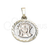Dije Religioso 05.163.0040.1 Oro Laminado, Diseño de Jesus, Diamantado, Tres Tonos