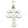 Dije Religioso 05.163.0041 Oro Laminado, Diseño de Cruz, Pulido, Tono Dorado