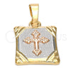 Dije Religioso 5.182.024.1 Oro Laminado, Diseño de Crucifijo, Diamantado, Tres Tonos