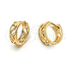 Argolla Huggie 02.164.0008 Oro Laminado, Diseño de Oja, Diamantado, Tono Dorado