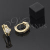 Argolla Huggie 02.165.0004 Oro Laminado, Diseño de Flor, con Blanca Micro Pave, Pulido, Tono Dorado