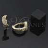 Argolla Huggie 02.165.0009 Oro Laminado, Diseño de Luna, con Blanca Zirconia Cubica, Pulido, Tono Dorado