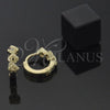 Argolla Huggie 02.165.0015 Oro Laminado, Diseño de Flor, con Blanca Zirconia Cubica, Pulido, Tono Dorado