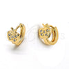 Argolla Huggie 02.165.0038 Oro Laminado, Diseño de Manzana, con Blanca Zirconia Cubica, Pulido, Tono Dorado