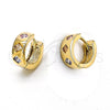 Argolla Huggie 02.65.2316 Oro Laminado, con Rosado and Blanca Zirconia Cubica, Pulido, Tono Dorado