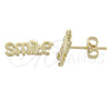 Arete Dormilona 02.94.0054 *PROMO* Oro Laminado, Diseño de Carita Feliz, Pulido, Tono Dorado
