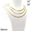 Gargantilla Basica 04.63.1166.16 Oro Laminado, Diseño de Herringbone, Pulido, Tono Dorado (06 MM Thickness, 16 Inches Length)