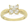 Anillo Multi Piedra 5.166.016.08 Oro Laminado, Diseño de Flor, con Blanca Zirconia Cubica, Pulido, Tono Dorado (Size 8)