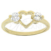 Anillo Multi Piedra 5.167.031.09 Oro Laminado, Diseño de Corazón, con Blanca Zirconia Cubica, Pulido, Tono Dorado (Size 9)