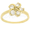 Anillo Multi Piedra 5.167.032.08 Oro Laminado, Diseño de Flor, con Blanca Zirconia Cubica, Pulido, Tono Dorado (Size 8)
