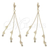 Arete Largo 02.165.0075 Oro Laminado, con Blanca Zirconia Cubica, Diamantado, Tono Dorado