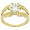 Anillo Multi Piedra 5.167.003.09 Oro Laminado, con Blanca Zirconia Cubica, Pulido, Tono Dorado (Size 9)