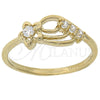 Anillo Multi Piedra 5.165.033.07 Oro Laminado, Diseño de Flor, con Blanca Zirconia Cubica, Pulido, Tono Dorado (Size 7)