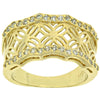 Anillo Multi Piedra 5.166.005.09 Oro Laminado, Diseño de Flor, con Blanca Micro Pave, Pulido, Tono Dorado (Size 9)
