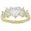 Anillo Multi Piedra 5.172.032.08 Oro Laminado, Diseño de Corazón y Baguette, con Blanca Zirconia Cubica, Pulido, Tono Dorado (Size 8)