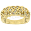 Anillo Multi Piedra 5.166.010.09 Oro Laminado, Diseño de Besos y Abrazos, con Blanca Zirconia Cubica, Pulido, Tono Dorado (Size 9)
